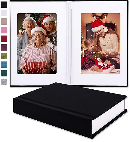 Pssoss Small 4x6 Photo Album with Writing Space Holds 20 Photos Ideal for Wedding Theme-Album and Baby Photo Album (Black)