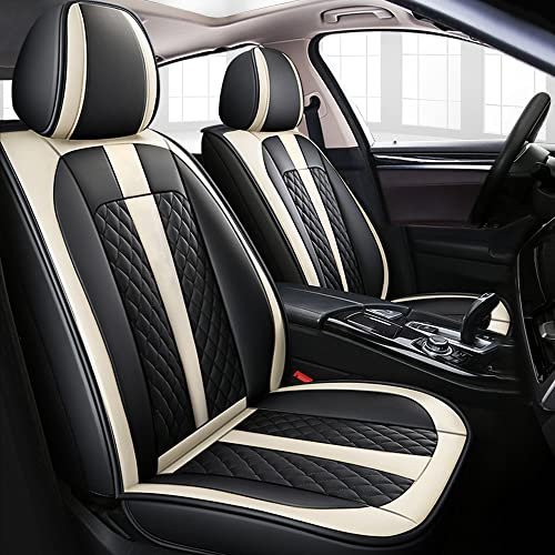 Tuqiang Auto-Sitzbezüge Für VW for Volkswagen Golf 3 5 6 7 Golf3 Golf5 Golf6 Golf7 Tour Variant,vordere 2-Sitze Full Set PU Leder Autositzbezug,Schwarz und weiß