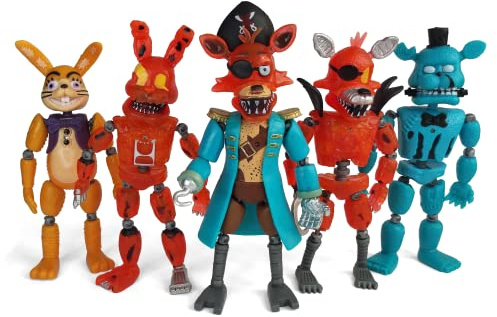 Toysvill Inspired by Five Nights Game | FNAF | Pirates Collection | Freddi's Action Figures Toys Set of 5 [Freddi, Bonnie, Fazbear, Curse of Dreadbear and Captain Foxy], Fun Action Simulator