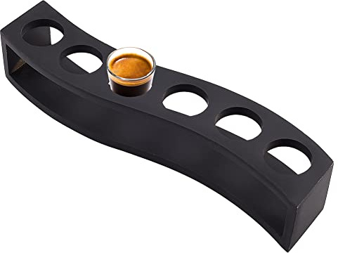 NBEADS 6 Shot Glass Holder, Black Bamboo Shot Glass Tray - 1.57 Inch Hole