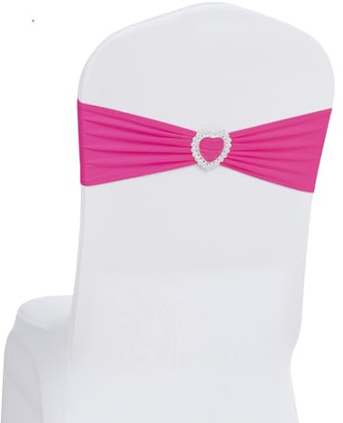 Howhic Confezione da 120 fasce elastiche per sedia, in spandex, con fibbia, universali, per matrimoni, banchetti, feste, eventi, decorazione (fucsia)
