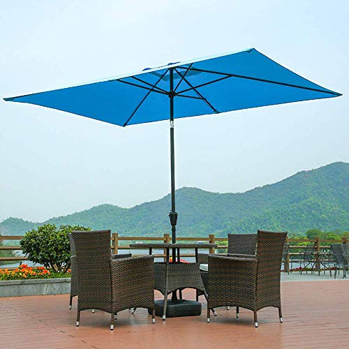 VIROYA Parasol de Jardin rectangulaire 2 x 3 m, Parasol extérieur pour terrasse, Balcon, Table, inclinable/manivelle (Bleu) Good