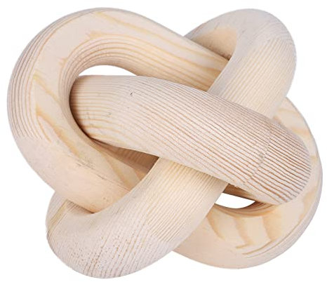 3-Link Wood Chain Link Decor - Modern Hand Carved Wood Knot Coffee Table Decor