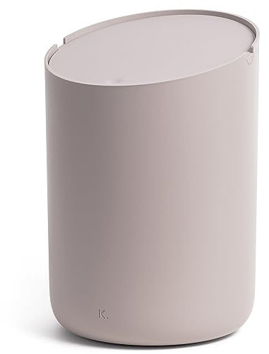 Kazai.® Cestino Bagno Piccolo 'Tove' - 1,5L | Esclusivo Mini Cestino di Design da Berlino | Pattumiera da Tavolo per Bagno, Cucina & Scrivania | Antiscivolo, Secchio Interno | Taupe