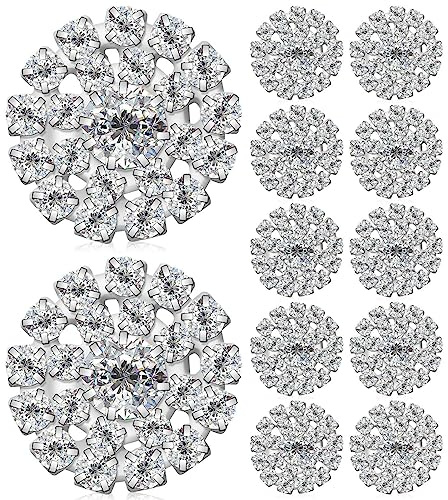FOMIYES 12 StüCk Runde StrassknöPfe Silber 19mm, Strasssteine Zum AufnäHen FüR Diy Brautstrauß, Einladungen, Haarschmuck, Hochzeit, Kleidung, Taschen