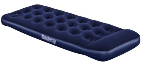 Bestway | Luftmadrass, junior dubbelstorlek med inbyggd fotpump och kudde | Uppblåsbar madrass för inomhus- och utomhusbruk | Enmanlig, blå