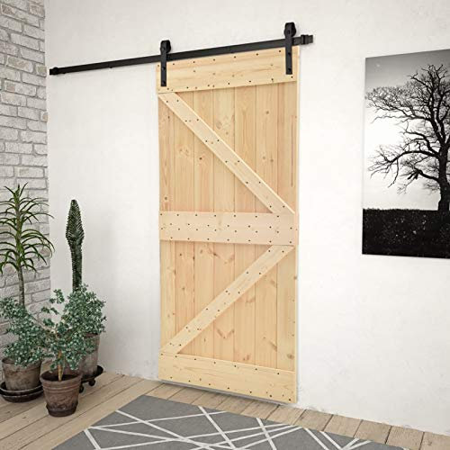 Homgoday Schiebetür mit Hardware-Set 90 x 210 cm aus Kiefernholz, Schiebetür innen, Innentüren, Schiebetüren innen und außen