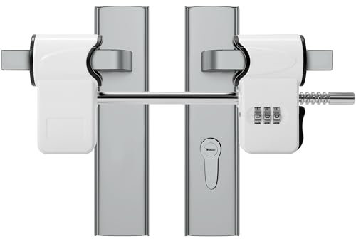 Belle Vous Professionelles Französisches-Schiebetür Schloss - Hochsicheres Passwortschloss & Schiebeleiste - Riegel Tür-Schloss für Innenhof, Terrasse, Wintergarten - Schlüssellos & Benötigt 2 Griffe