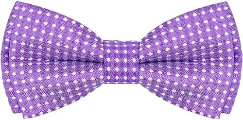 FATASH Nœud papillon à pois en soie douce réglable uni pré-noué idéal pour les garçons | Nœud papillon à clipser en satin à pois pour enfants Convient pour fête d'anniversaire, mariage, lilas, taille