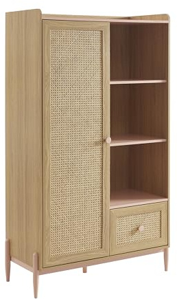 BAÏTA Armario para niños, Madera de ingeniería, Efecto Roble y Rosa, L100cm