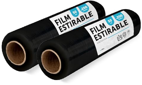 Film Svart för förpackning, plastskydd, film svart färg för flyttboxförpackning, skydda möbler och frakt, storlek 50 cm x 200 m sträckbar · m-office (svart, 2 st)