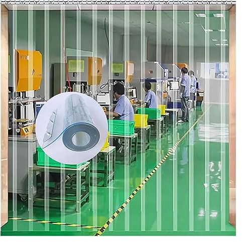 IBOWZ PVC Lamellen Streifenvorhang Kunststoff-Vorhangstreifen, PVC-Türvorhang, transparent, weicher Türvorhang, kein Geruch, für Kühlräume, Lagerhallen, Eingangstüren