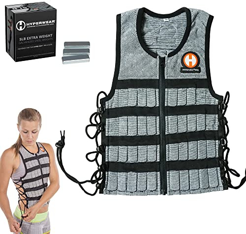 Hyperwear Hyper Vest PRO: Ultra Thin Adjustable Weight Vest with Patented Comfort Stretch for Enhanced Fitness Training - Unisex-Fit, Small Steel Weights (9kg MD)