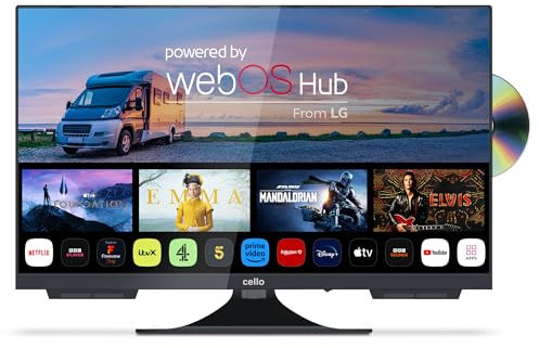 Cello C2224WSF 12 Volt 22 inch Traveller Smart Frameless TV/DVD Pitch Perfect Speakers Ultrafast WebOS, Freeview Play, Bluetooth, Netflix, Small TV for Motorhomes & Boats UK Made