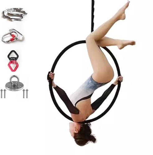 ExoticaBlend Aerial Hoop Set, Luft -Lyra -Hoop, Professionelles Zirkus Fitness Aerial Hoop Kit Mit Komplettem Rigging -Hardware -Kit, AkrobatikausrüStung HäNgende Ringe Zuhause,90cm-2.5cm