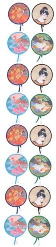 ABOOFAN 16pcs Japanese Folding Fan Chinese Round Hand Fan Handheld for Home Decor Parties