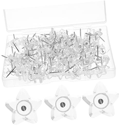 Transparente Reißzwecken, Reißzwecken for Kork, 100 Stück, auswechselbare Reißzwecken in Sternform, Kopfpunktkarte, Basteln, Fotos, praktische Reißzwecken, Möbel, Zuhause, for Bulletin, blaue Stoffnad