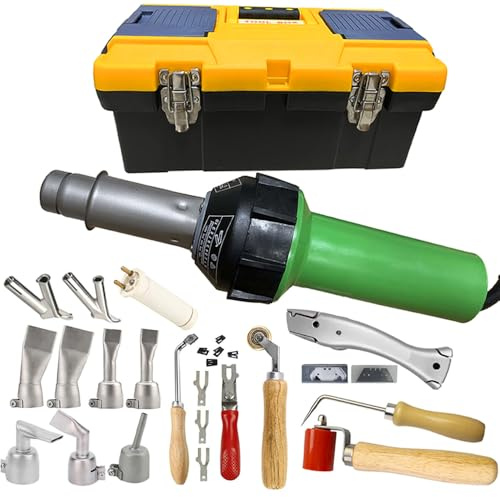 Beyondlife 1600W Hot Air Plastic Welder Welding Gun Plastic Repair Welder Kit, 4 Flat Welding Nozzles, Various Welding Flooring Accessories Tool Set