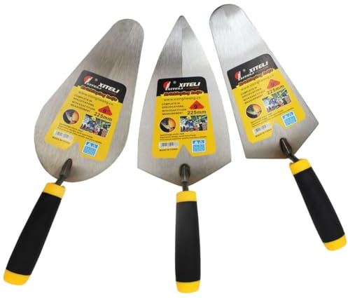 Bricklaying Trowel 3 Pieces Trowel Masonry Hand Tool Set,Margin Trowel,Pointing Trowel,Tuck Pointing Trowel,Building Products, Professional Masonry Flooring Tool for Concret(9 Inch)