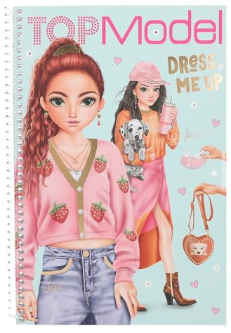 Depesche 13486 TOPModel Dress Me Up - Livre d'autocollants avec 20 pages de motifs de modèles pré-imprimés à réaliser soi-même, y compris 7 feuilles d'autocollants