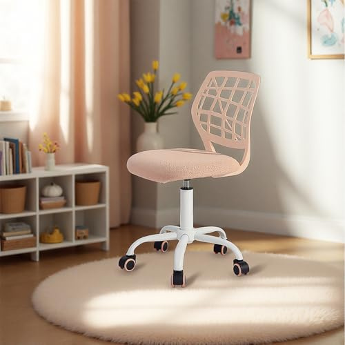 FurnitureR Chaise de Bureau pivotante à Hauteur réglable avec Petit Trou pour Chambre d'enfant ou Salle d'étude, Rose Plica