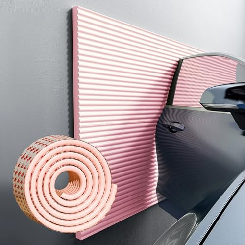 Mousse Protection Garage Épaissie 1cm, Protection Portiere Voiture, Protection Murale de Garage, Étanche Protège Porte Voiture Antichoc, Protection Mur de Voiture et de Garage(Rose,500 cm x 20 cm)
