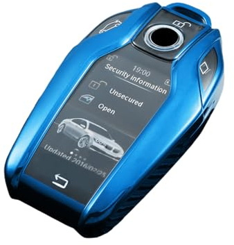 ontto Schlüsselhülle Autoschlüssel Hülle Schlüsselcover TPU Schlüsselgehäuse Schutzhülle Passt für BMW Display 5er 7er G01 G02 G05 G07 G11 G12 G30 G31 I8 I12 I15 X3 X4 X5 X7 Schlüsselbox-B Blau
