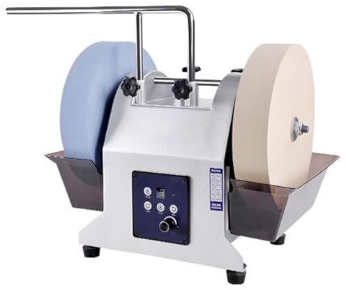 TT-YEC Afilador De Cuchillos Eléctrico Comercial, Afilador De Cuchillos De Banco De Baja Velocidad con Doble Rueda, Sistema De Afilado Refrigerado por Agua con Tanque De Agua Ajustable,C