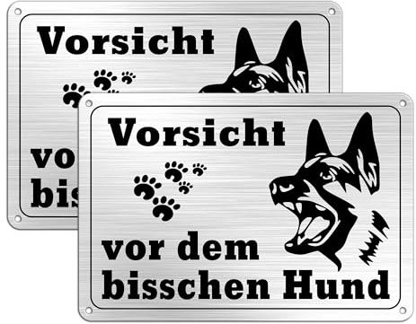 TAKULA 22 x 15 cm Señales de advertencia de advertencia de perro mordido, cartel de metal con agujeros autoadhesivos y preperforados, paquete de 2 carteles de advertencia de perro