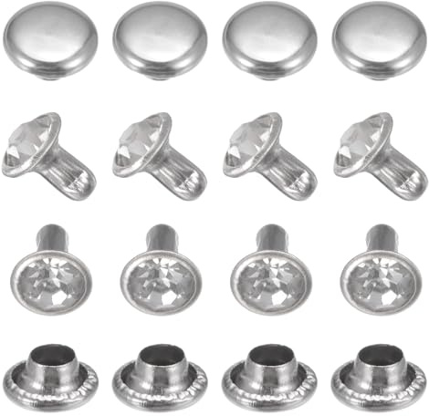 TIXIPEM Clear Rhinestone Rivets 6 mm/ 0.24 Inch [50pcs] - Crystal Rivets Use for Clothing & Performance & Arts, & Leather Craft DIY Making - [Transparent] Studs for Clothing