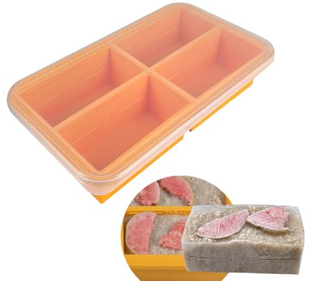 Bangp Plateau de congélation en silicone léger avec couvercle, moule à soupe pour la préparation de repas en portions, récipient de stockage, grand moule à glaçons pour la congélation (orange)