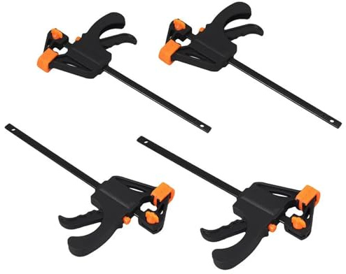 Quick Grip F Clamps 4 Inch Woodworking Quick Release Pack of 4 | One Hand Clips; For Manual Work DIY Handmade Craft; Professional Tool