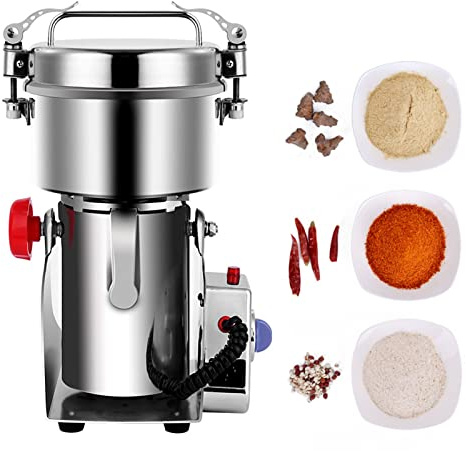 800G Elektrische Getreidemühle Mühle Kräutermühle Edelstahl Mehlmühle Maschine Swing Type Gewürzmühle Hohe Geschwindigkeit Feinpulverisierer Für Kaffeebohnensamen Nuss Gewürz Pfefferkorn Weizen