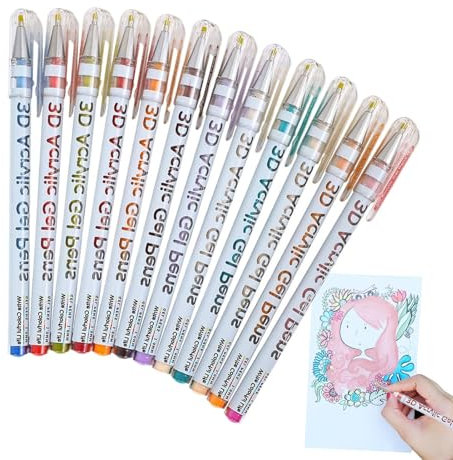 Mbiyhgta 3D - Stift - Acrylfarben, Erwachsenen Malvorlagen | Farbstift, Zeichnungsmarkierungen auf Wasserbasis, Farbstifte auf Wasserbasis für Gesteinsstoff Steinkarten Doodle Canvas Scrapbook Paper