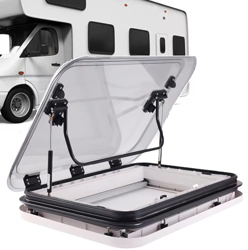 50/70/80 X50cm Rv Roof Maintenance Kits, Rv Skylight Roof Vent Hatch, Large Caravan Camper Roof Window Vent Kit W/LED Lights/Nets/Sunshade, for Caravan, Cargo Trailer,70 * 50cm