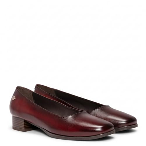 miMaO Zapatos en Piel para Mujer con tacón bajo Burdeos, EU 36