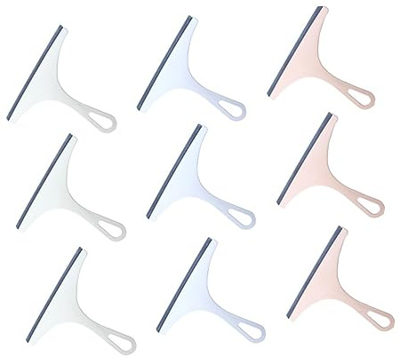 CONGARTENO 9pcs Multi-purpose Glass Squeegee Window Wiper Made of Sturdy Pp+tpr Material for Home Use and Car Featuring Rust-resistant and Smooth Glide Design for Shower Doors and Glass Random Color