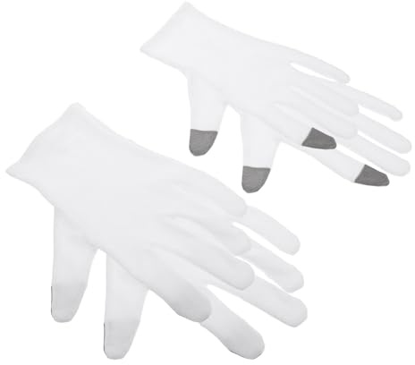 DECOMELODY Guanti Idratanti per Mani da Notte in Cotone e Spandex Touchscreen, Set di 2 Paia per Utilizzo Durante il Sonno e Protezione della Pelle