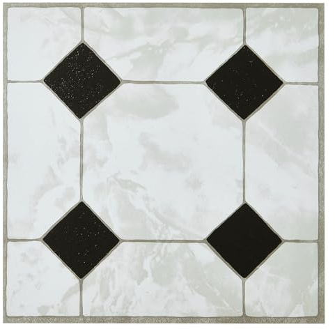 INMOZATA 30pcs Peel and Stick Floor Tiles 12 x 12 inches Vinyl Flooring Marble Effect Self Adhesive Floor Tile Waterproof Stick on Floor Tiles for Bathroom Kitchen Living Room(Marble White 05)
