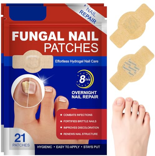 42 PCS Fungal Nail Patches -Nail Repair For Toenails and Fingernails & Antifungal Treatment 8-Hour Overnight Effortless Nails Repair Pads for Multi-Purpose Use (2 Packs x 21 Servings)