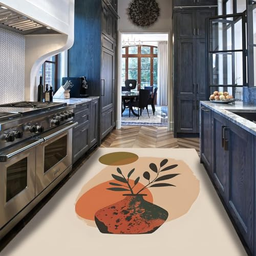 Via Vela Tapis 180x240cm rustiques carpette bohèmes lavables à la Machine Descente de lit bohème résistant aux Taches antidérapant Cuisine Cour Couloir Décoration du rameau d Olivier Poils Bas