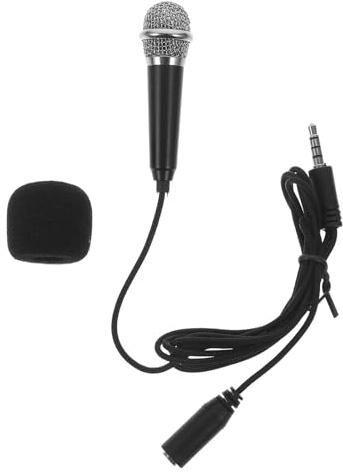 CHICAMPERA Microfono Mini Portatile per Smartphone e Tablet Registrazione Vocale Chiara a 360° Microfono per Cantare e Karaoke Connettore Jack Nero