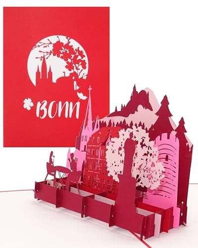 Pop Up Karte „Bonn – Panorama“ Bonner Stadtmotiv als 3D Grußkarte - Einladungskarte, Souvenir, Städtekarte, Glückwunschkarte, Geburtstagskarte. Reisegutschein &Geschenk