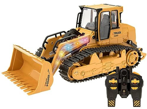 Teorema Giocattoli, Escavatore Radiocomandato, Ruspa Giocattolo Cingolata con Pala Funzionante, Escavatore Telecomandato per Bambini con Luci, Suoni e Batteria Ricaricabile Inclusa