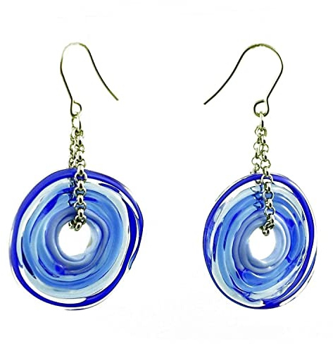Ohrringe aus Murano-Glas in blau/Edelstahl/Glas-Schmuck/Unikat handmade/Personalisiertes Geschenk für sie zum Muttertag Jahrestag Hochzeit Geburtstag Weihnachten Mama Dame