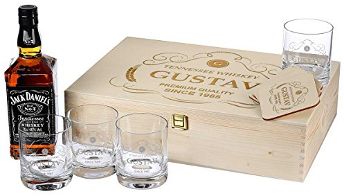 polar-effekt 10-TLG Whisky Geschenk-Set - 4 Gläser, 4 Untersetzer und Whiskey-Karaffe in Geschenkbox Geburtstagsgeschenk für Männer mit Gravur - Motiv Premium Quality