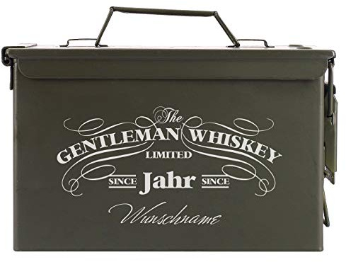 Herz & Heim® Originale Munitionskiste aus amerikanischem Gebrauch mit Aufdruck - Maße 30 x 19 x 15,5 cm Whiskey