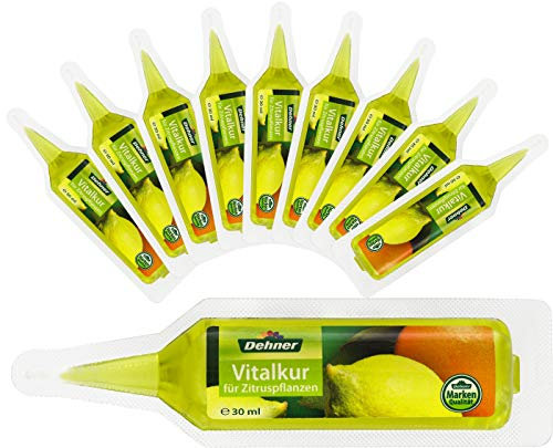 Dehner Zitruspflanzen Vitalkur, Spezialdünger, hochwertiger Flüssigdünger, NPK-Dünger für Zitruspflanzen, mit Spurennährstoffen, 10 x 30 ml (300 ml)