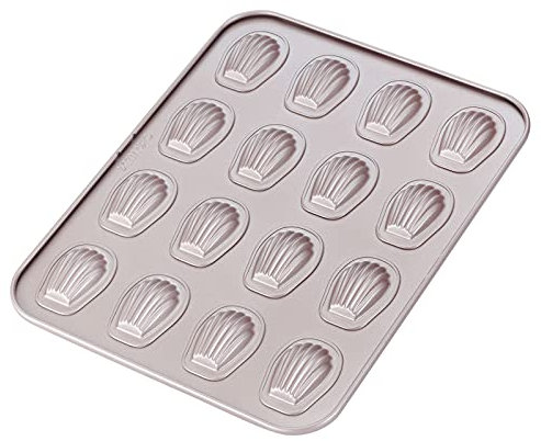 CHEFMADE Mini Madeleine Muffa della Torta Pan, 16-cavità Non-Stick Piccolo Ellittica Borsette Madeline Attrezzature E Accessori da Forno per Il Forno di Cottura (Champagne Oro)