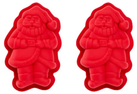 Cabilock 2 Stücke Weihnachten Backformen Silikonformen Kuchenform Schokoladenformen Xmas Backform für Muffins Kuchen Pudding Eiswürfe DIY Backwerkzeug Zufällige Farbe (Nikolaus)